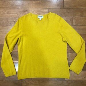 Charter Club 2-Ply 100% Cashmere Long Sleeve Yellow Ochre Pullover Sweater Sz M